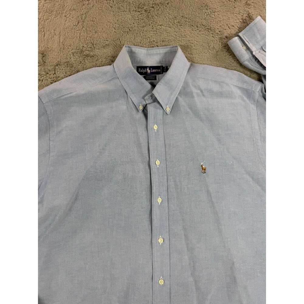 Ralph Lauren Yarmouth Oxford‎ Button Down Shirt Men's 17 34 Light Blue Cotton - Picture 7 of 8